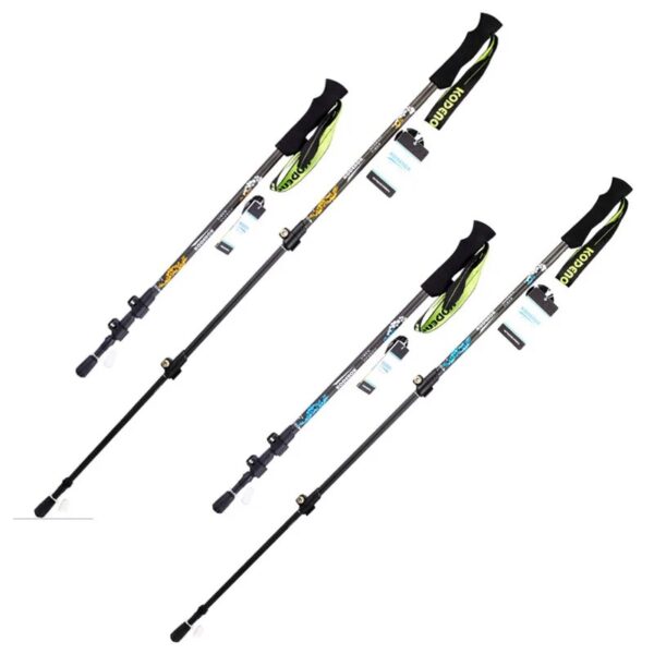 Retractable Walking Stick Set - Carbon Fiber, 3 Sections, EVA Straight Grip Handle - Perfect for Outdoor Hiking and Mountain Climbing (2pcs)