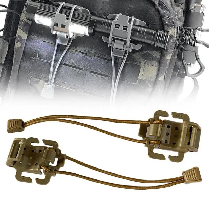 Walking Stick Holder with Molle Webbing Buckle Clip - Tactical Tripod and Flashlight Attachment for Outdoor Adventures