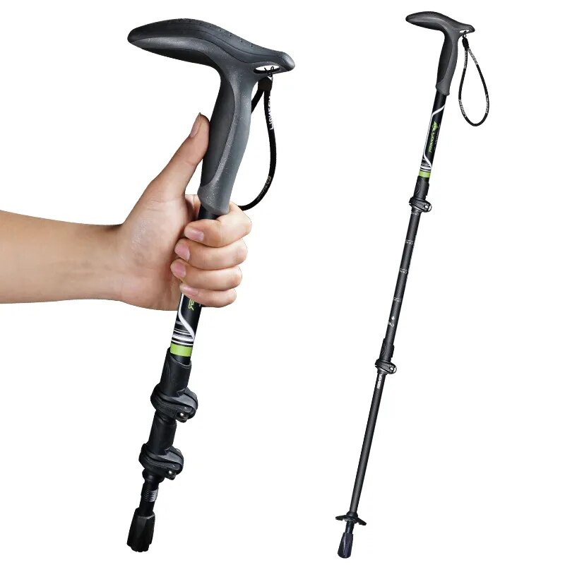 Retractable Walking Stick Carbon Fiber Compact Trekking Pole with Quick Flip Lock - Ultralight Collapsible Travel, Hiking, and Climbing Stick for Seniors