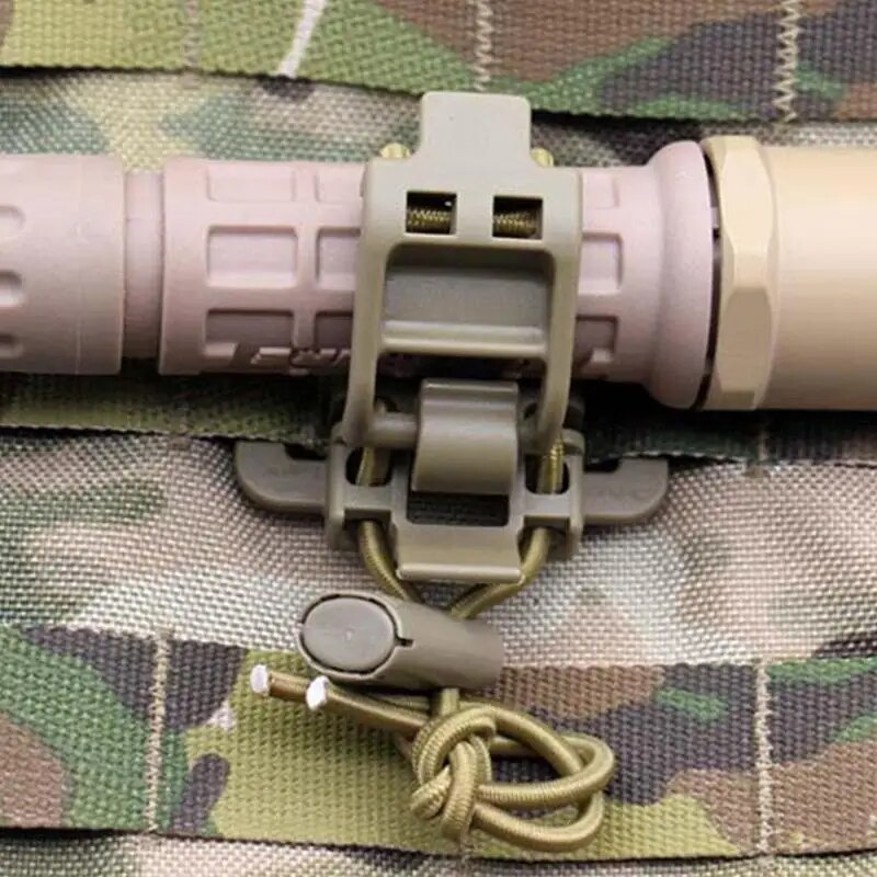 Walking Stick Holder with Molle Webbing Buckle Clip - Tactical Tripod and Flashlight Attachment for Outdoor Adventures