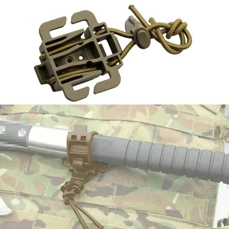 Walking Stick Holder with Molle Webbing Buckle Clip - Tactical Tripod and Flashlight Attachment for Outdoor Adventures
