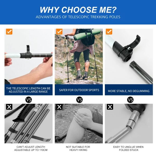 Retractable Walking Stick - Carbon Fiber Collapsible Telescopic Trekking Pole for Hiking and Climbing - Image 6