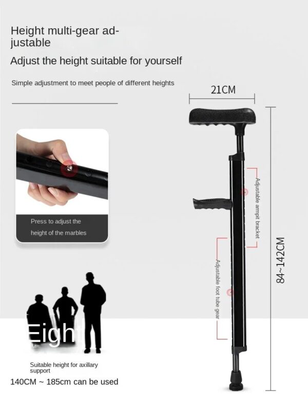 Multi-Purpose Subaxilla Crutches for Young People - Adjustable and Portable Cane Walker Best Forearm Crutches - Image 3