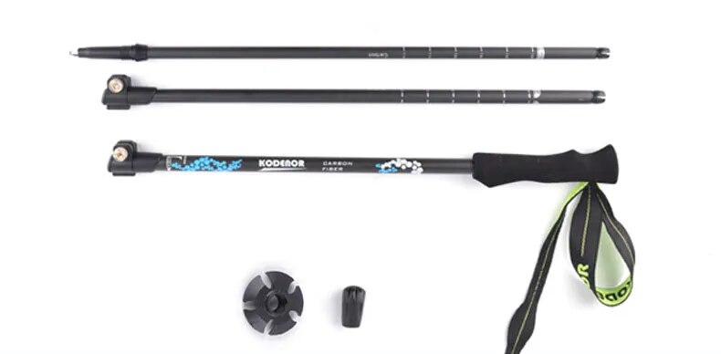 Retractable Walking Stick Set - Carbon Fiber, 3 Sections, EVA Straight Grip Handle - Perfect for Outdoor Hiking and Mountain Climbing (2pcs)