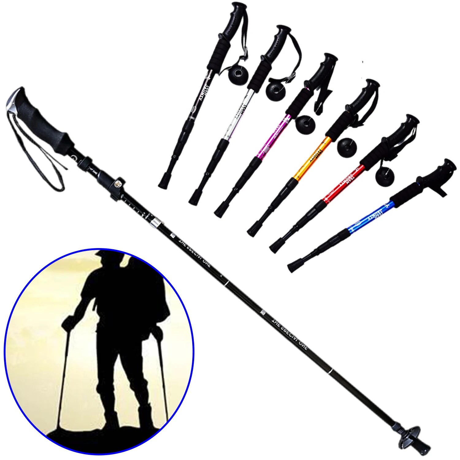 Retractable Walking Stick - Telescopic Ultralight Trekking Pole for Outdoors, Elderly, Hiking, Camping, Mountaineering