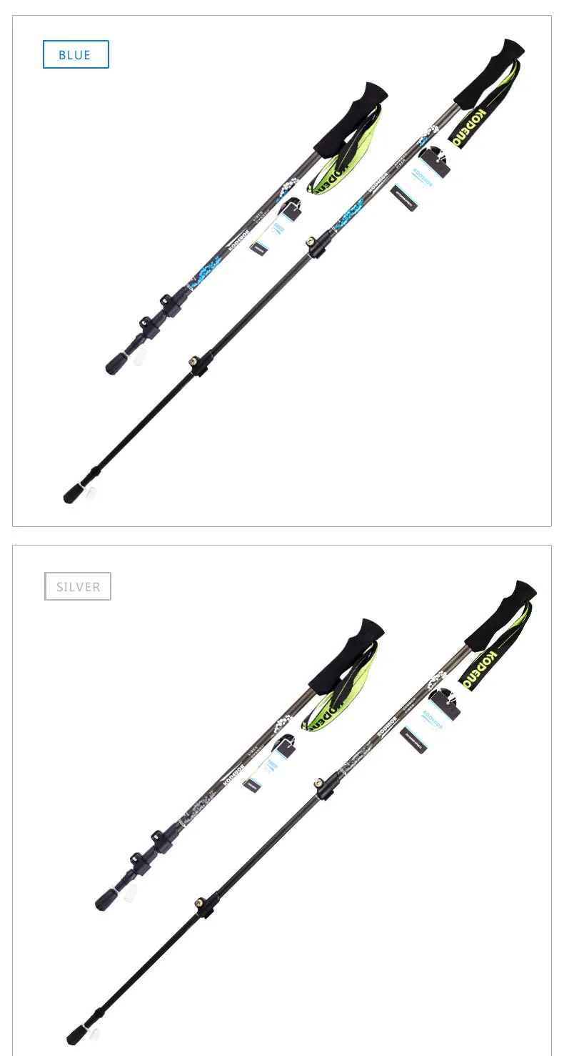 Retractable Walking Stick Set - Carbon Fiber, 3 Sections, EVA Straight Grip Handle - Perfect for Outdoor Hiking and Mountain Climbing (2pcs)