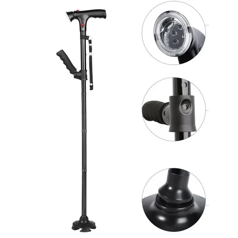 Convenient Collapsible LED Walking Sticks for Seniors Trusty Elderly Canes for Mothers and Fathers