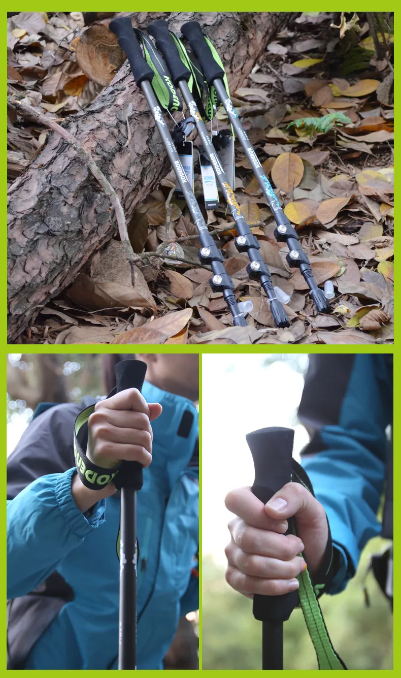 Retractable Walking Stick Set - Carbon Fiber, 3 Sections, EVA Straight Grip Handle - Perfect for Outdoor Hiking and Mountain Climbing (2pcs)