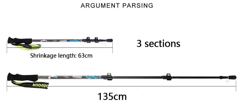 Retractable Walking Stick Set - Carbon Fiber, 3 Sections, EVA Straight Grip Handle - Perfect for Outdoor Hiking and Mountain Climbing (2pcs)