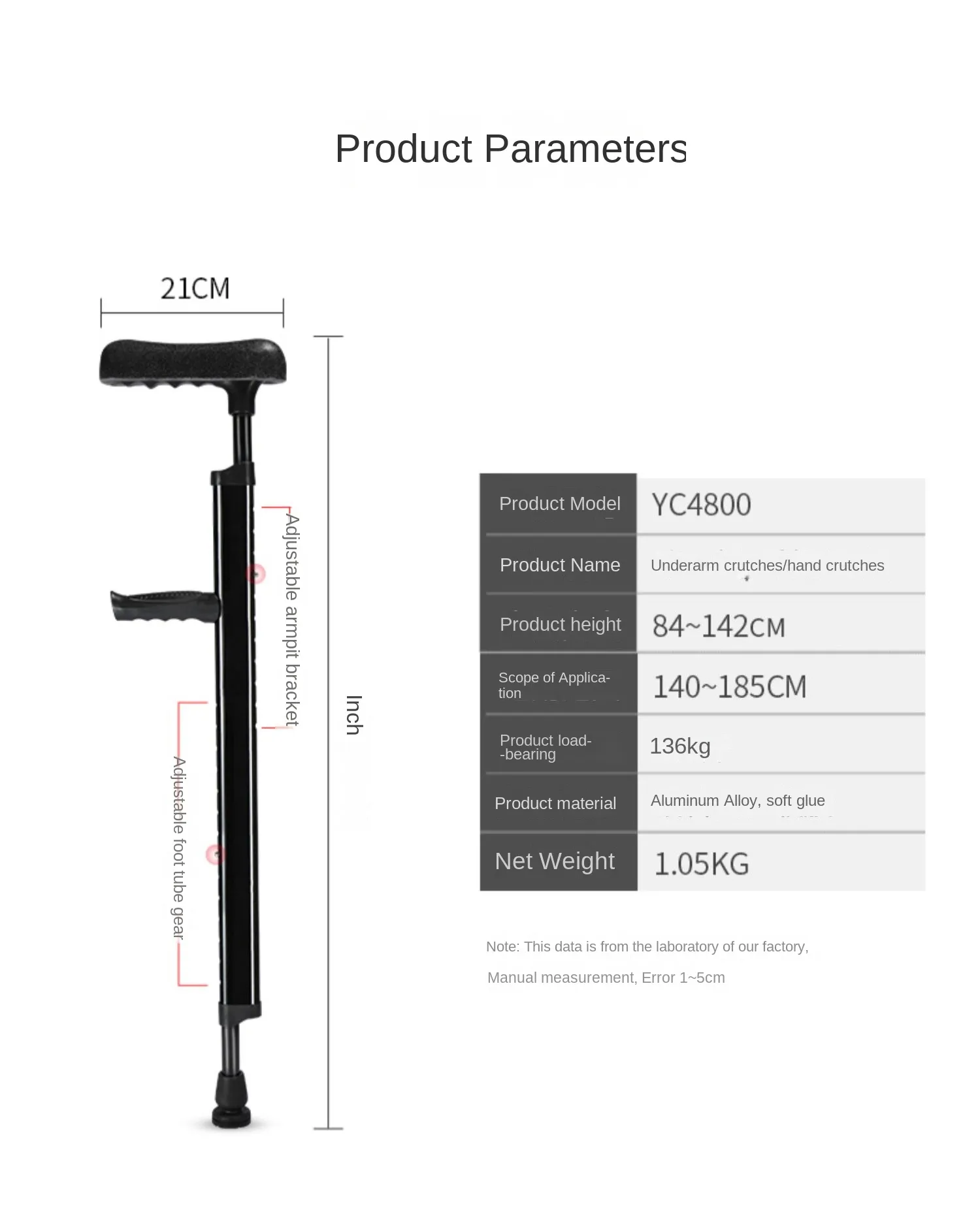 Multi-Purpose Subaxilla Crutches for Young People - Adjustable and Portable Cane Walker Best Forearm Crutches