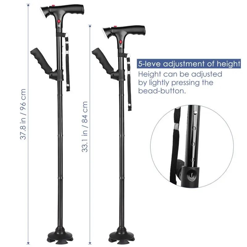 Convenient Collapsible LED Walking Sticks for Seniors Trusty Elderly Canes for Mothers and Fathers