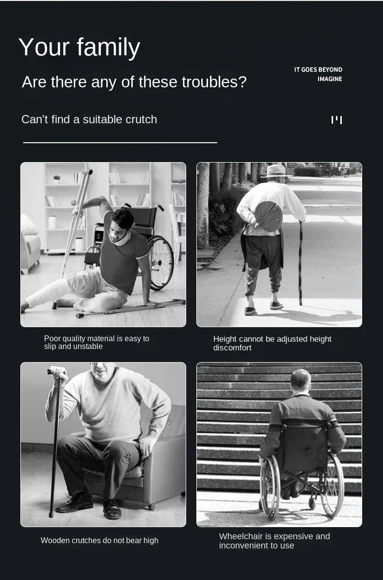 Multi-Purpose Subaxilla Crutches for Young People - Adjustable and Portable Cane Walker Best Forearm Crutches