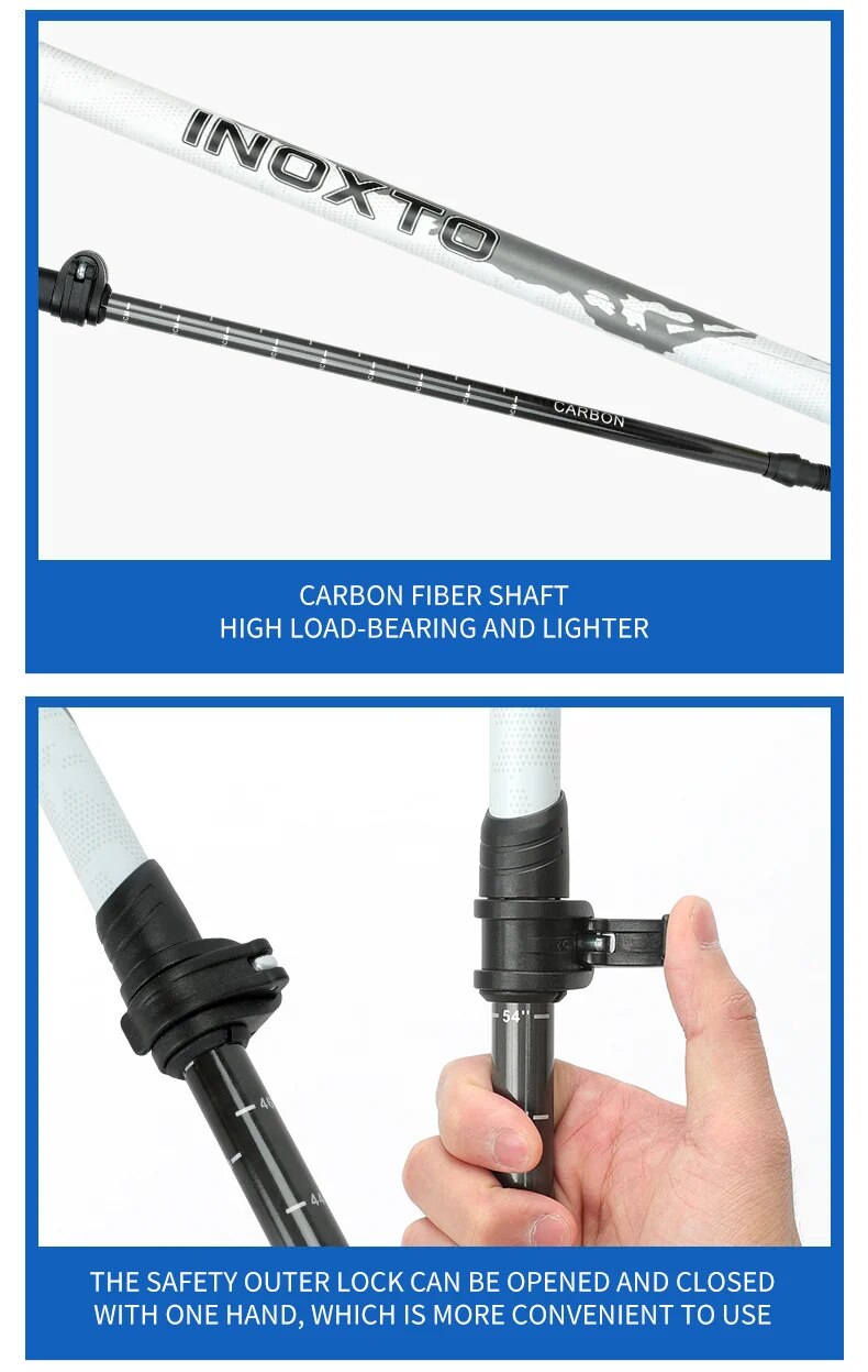 Retractable Walking Stick - Carbon Fiber Collapsible Telescopic Trekking Pole for Hiking and Climbing