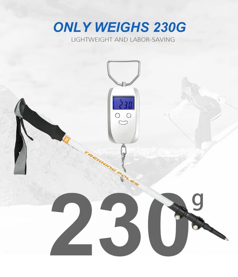 Retractable Walking Stick - Carbon Fiber Collapsible Telescopic Trekking Pole for Hiking and Climbing