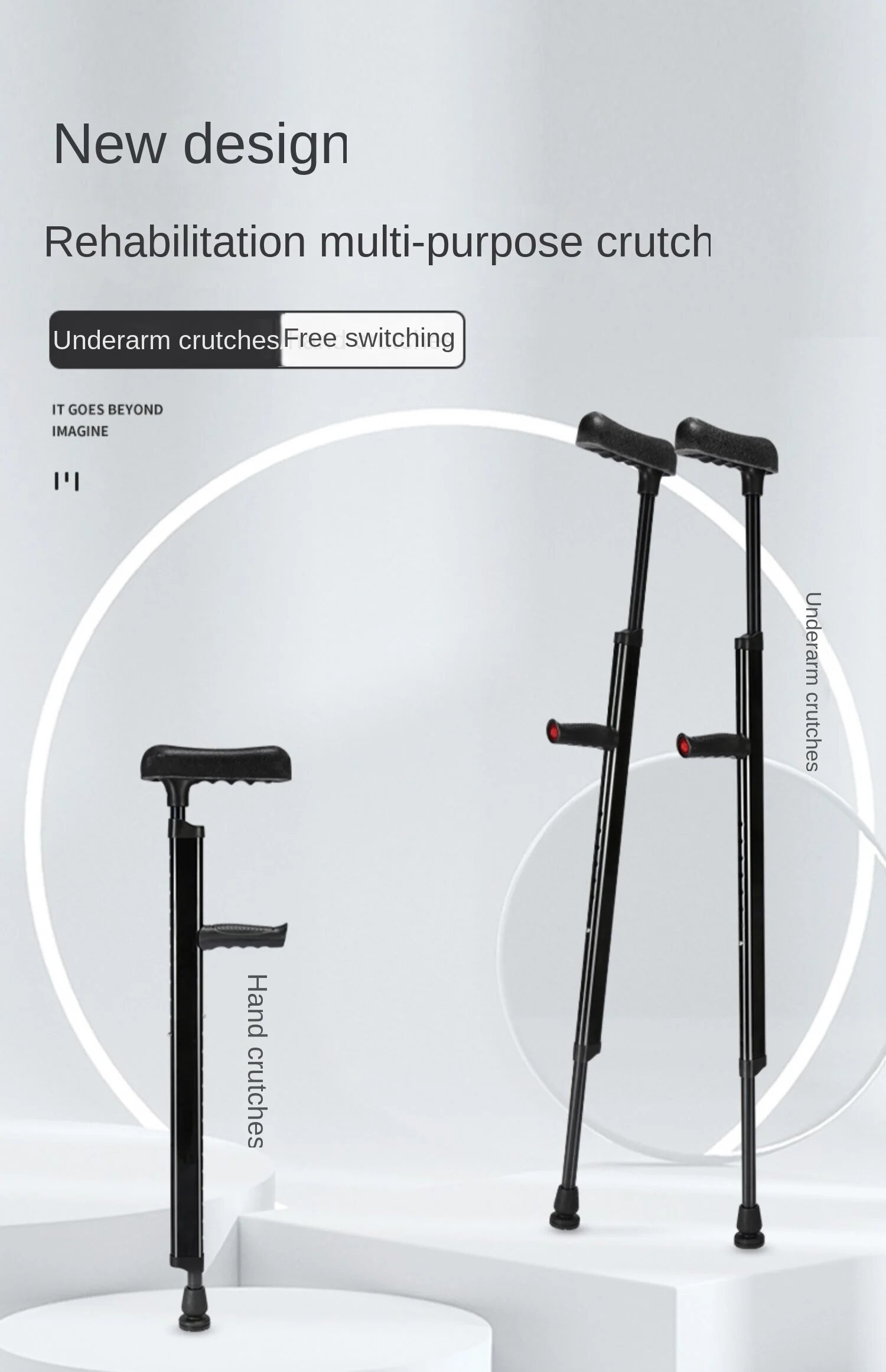 Multi-Purpose Subaxilla Crutches for Young People - Adjustable and Portable Cane Walker Best Forearm Crutches