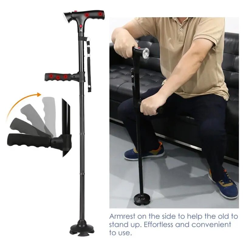 Convenient Collapsible LED Walking Sticks for Seniors Trusty Elderly Canes for Mothers and Fathers