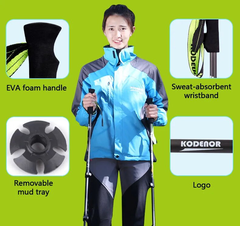 Retractable Walking Stick Set - Carbon Fiber, 3 Sections, EVA Straight Grip Handle - Perfect for Outdoor Hiking and Mountain Climbing (2pcs)