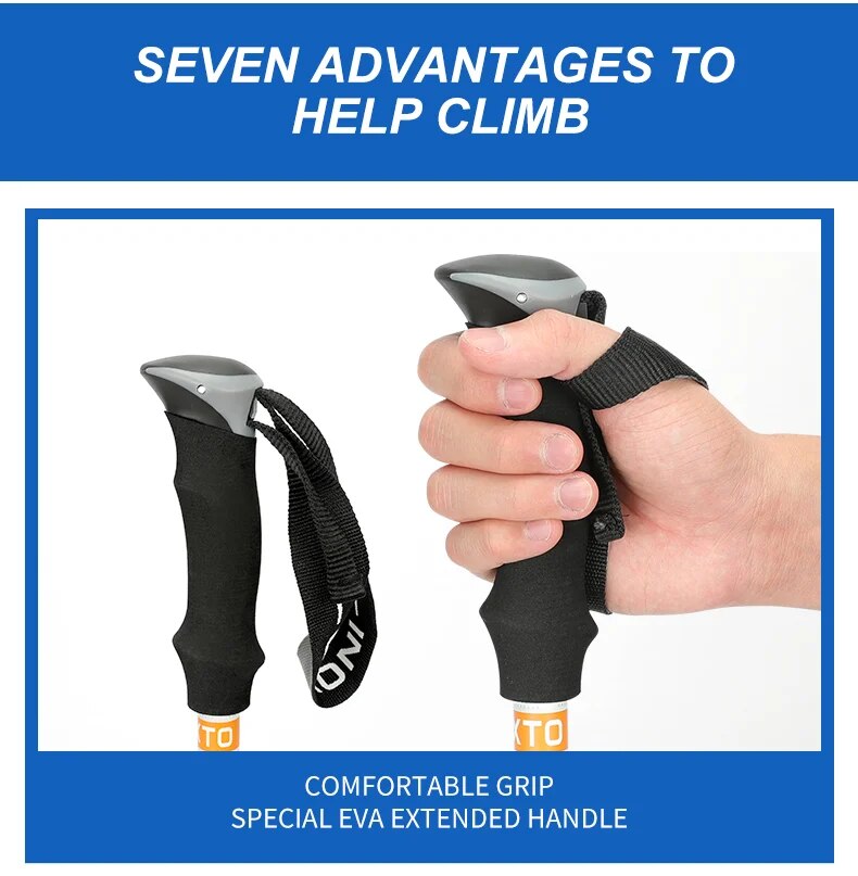 Retractable Walking Stick - Carbon Fiber Collapsible Telescopic Trekking Pole for Hiking and Climbing