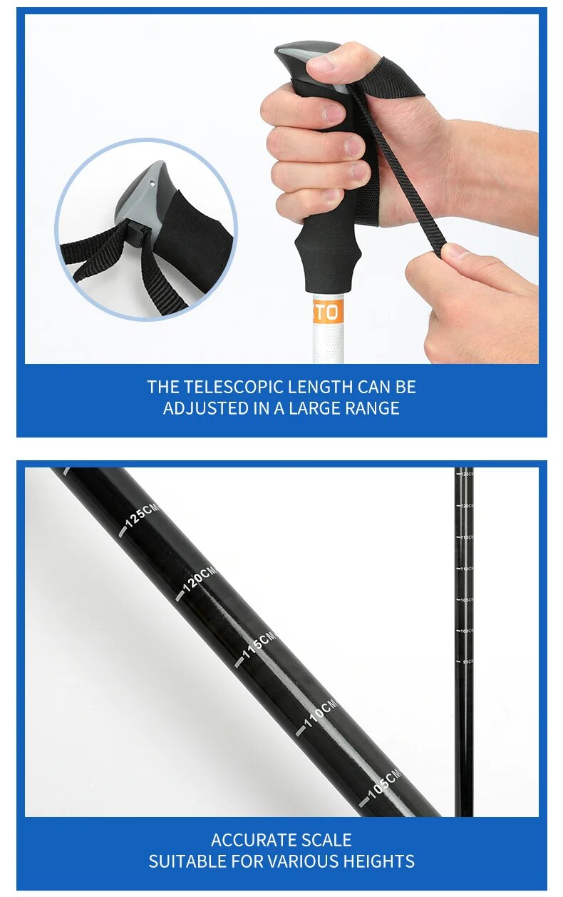 Retractable Walking Stick - Carbon Fiber Collapsible Telescopic Trekking Pole for Hiking and Climbing