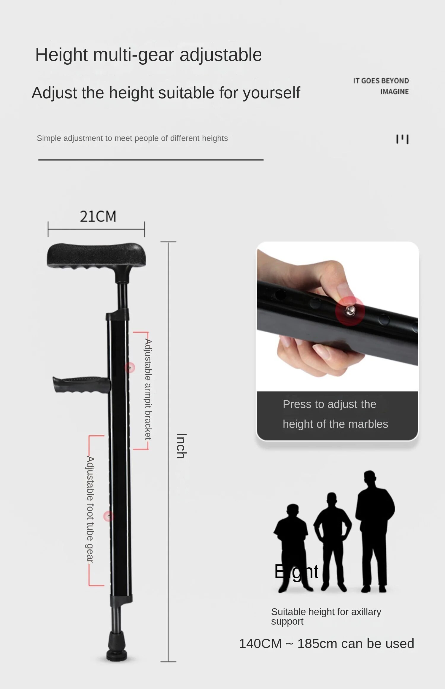 Multi-Purpose Subaxilla Crutches for Young People - Adjustable and Portable Cane Walker Best Forearm Crutches