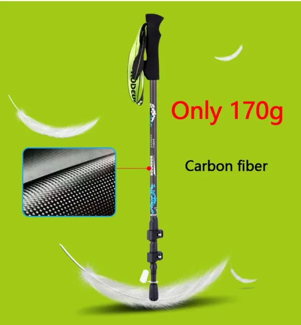 Retractable Walking Stick Set - Carbon Fiber, 3 Sections, EVA Straight Grip Handle - Perfect for Outdoor Hiking and Mountain Climbing (2pcs) - Image 5