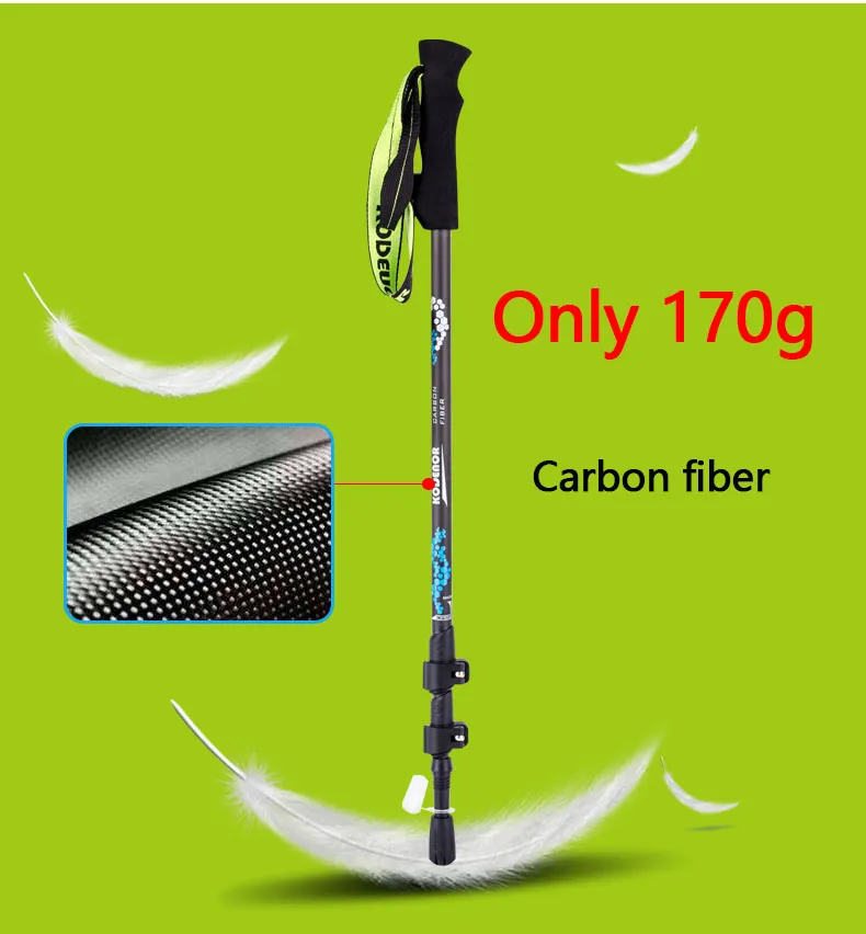 Retractable Walking Stick Set - Carbon Fiber, 3 Sections, EVA Straight Grip Handle - Perfect for Outdoor Hiking and Mountain Climbing (2pcs)