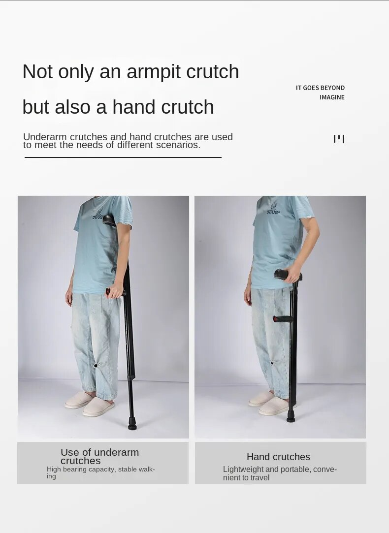 Multi-Purpose Subaxilla Crutches for Young People - Adjustable and Portable Cane Walker Best Forearm Crutches