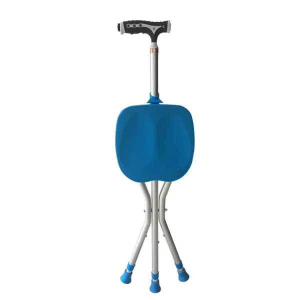 Seated Walking Canes 2-in-1 - Folding Walking Stick Tripod Stool with Adjustable Height, Anti-Slip Design, Elderly Walking Cane Crutch Chair Rest Stool with LED Light - Image 3