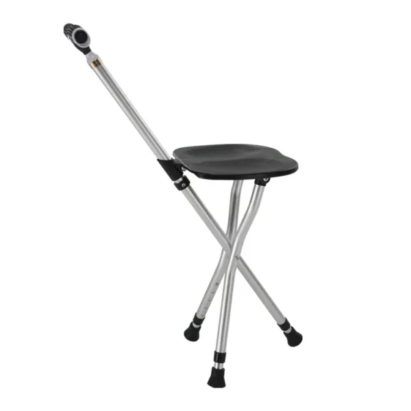 Seated Walking Canes 2-in-1 - Folding Walking Stick Tripod Stool with Adjustable Height, Anti-Slip Design, Elderly Walking Cane Crutch Chair Rest Stool with LED Light - Image 4