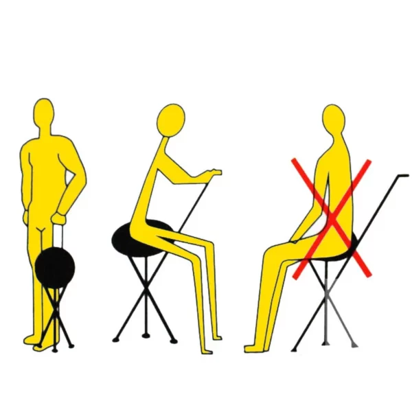 Seated Walking Canes Portable, Dexterous Three-Legged Folding Cane for the Elderly - Non-Slip Design, Supports up to 150 Kg Weight - Image 6