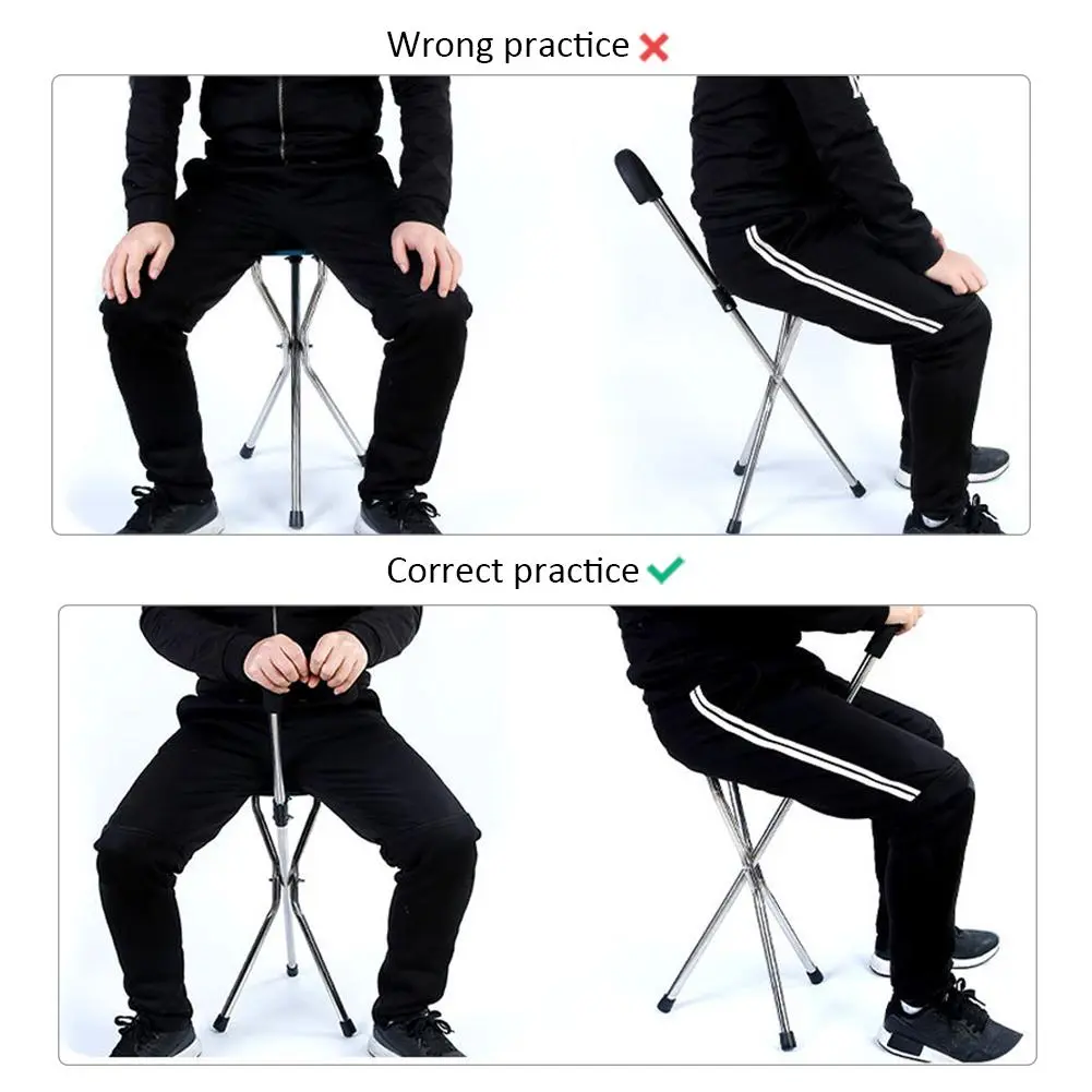 Seated Walking Canes - Stainless Steel Stool Cane Chair with Durable Thickened Seat for Elderly and Patients - Practical Walking Chair Seat Design