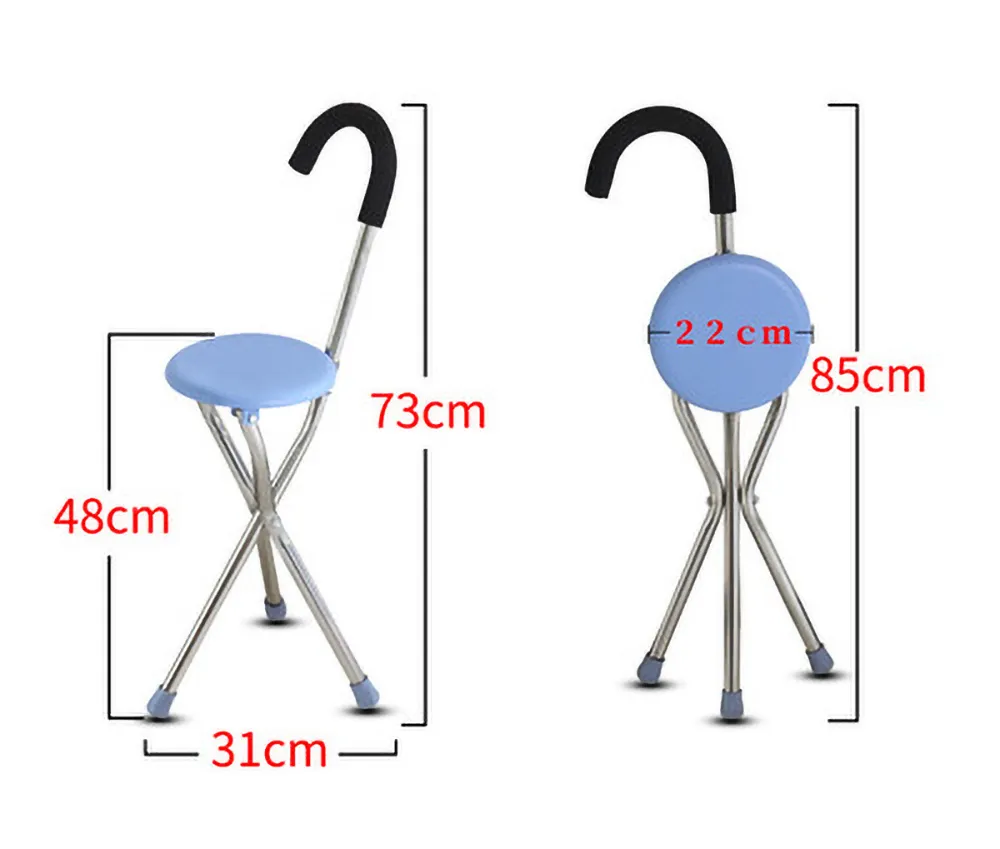 Seated Walking Canes Portable, Dexterous Three-Legged Folding Cane for the Elderly - Non-Slip Design, Supports up to 150 Kg Weight