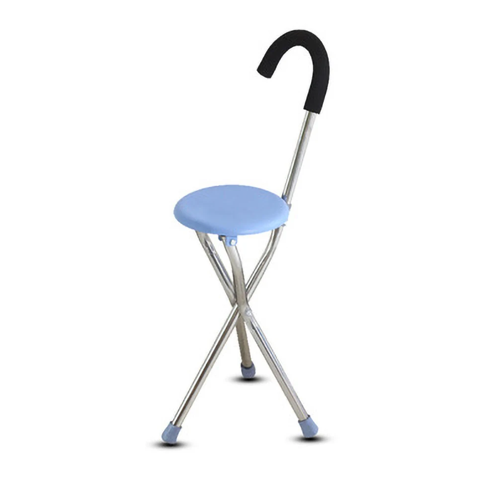 Seated Walking Canes Portable, Dexterous Three-Legged Folding Cane for the Elderly - Non-Slip Design, Supports up to 150 Kg Weight