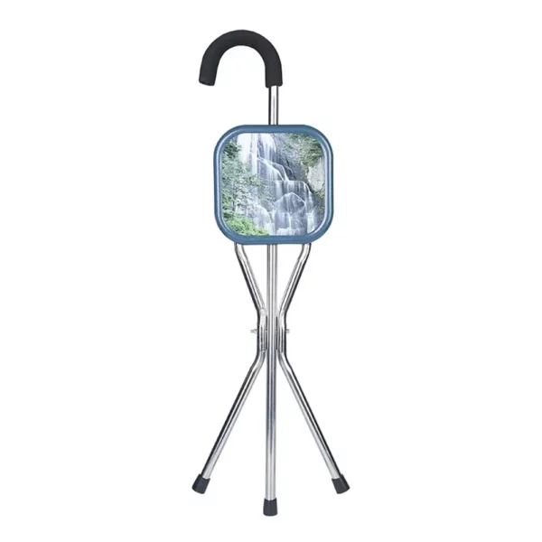 Seated Walking Canes - Stainless Steel Stool Cane Chair with Durable Thickened Seat for Elderly and Patients - Practical Walking Chair Seat Design - Image 3