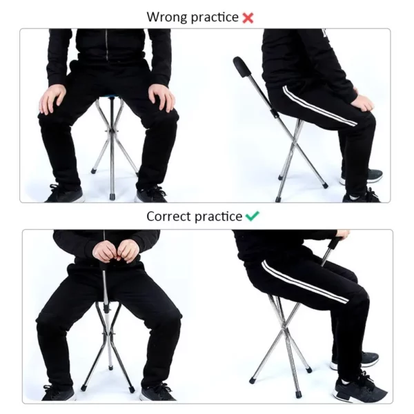 Seated Walking Canes - Stainless Steel Stool Cane Chair with Durable Thickened Seat for Elderly and Patients - Practical Walking Chair Seat Design - Image 6