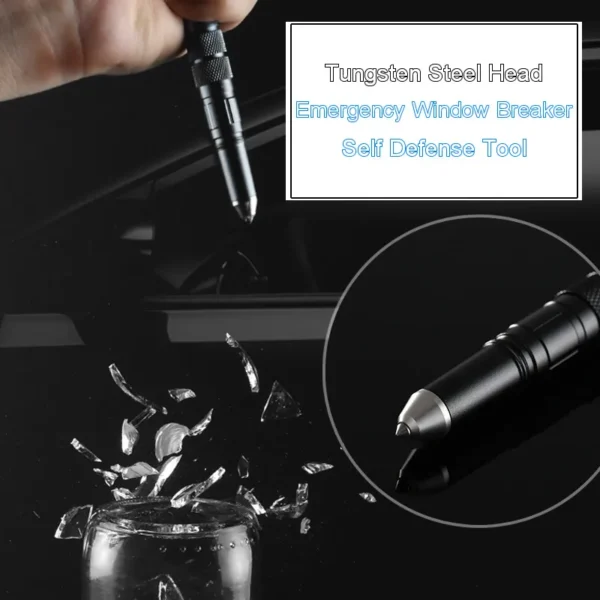Multi-Functional EDC Tool Portable Tactical Pen with Flashlight, Bottle Opener, Emergency Glass Breaker - Ideal for Outdoor Self-Defense - Image 3