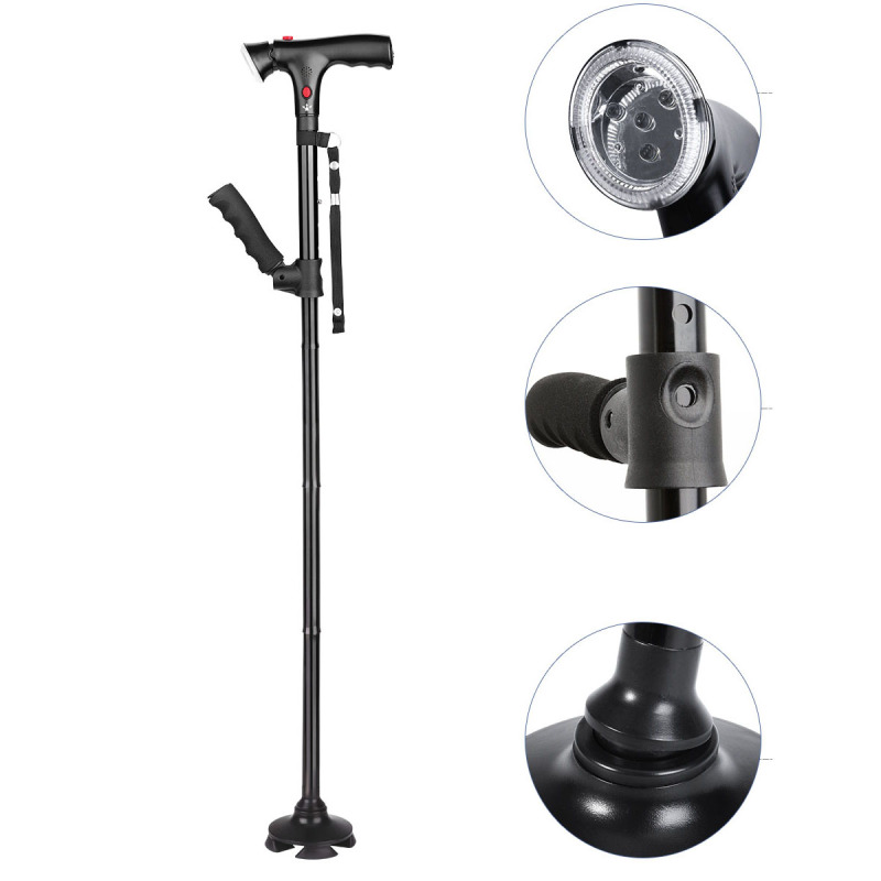 Folding Adjustable Walking Canes with LED Lights: Lightweight, Collapsible, and Ideal for Seniors, Men, and Women