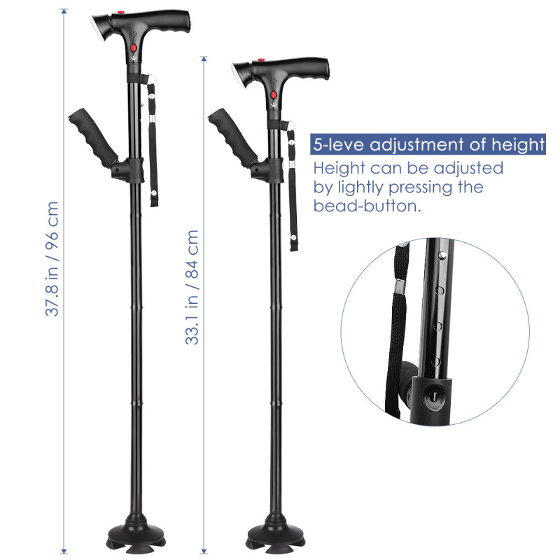 Folding Adjustable Walking Canes with LED Lights: Lightweight, Collapsible, and Ideal for Seniors, Men, and Women