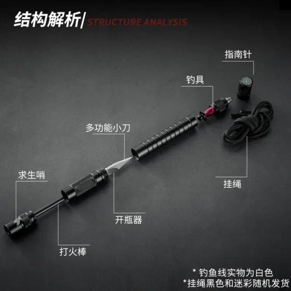 Tactical Survival Gear All-in-One Multitool with Lighter (Fuel not Included), Fishing Tool, Glass Breaker, Whistle, and Camping Blade - Image 2