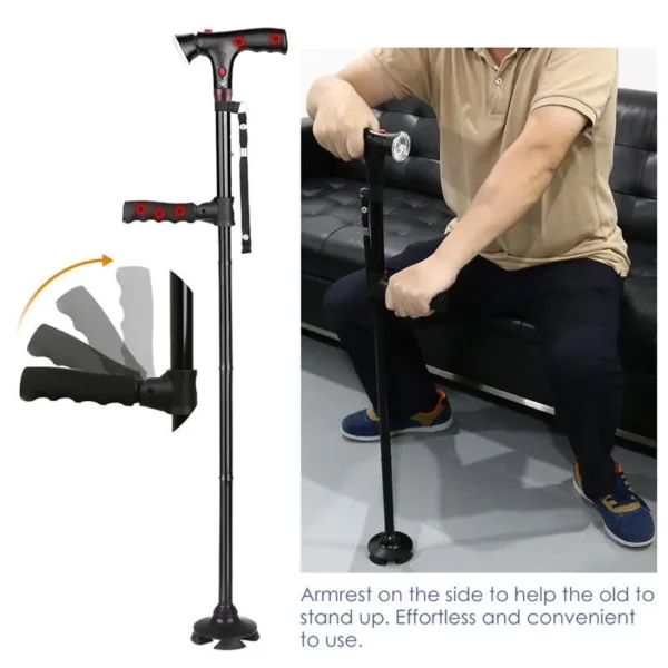 Stylish Collapsible Telescopic Cane with LED, Ideal for Assisting and Ensuring Safety for Mothers, Fathers, and Elders, Equipped with a Trusty Alarm System - Image 2