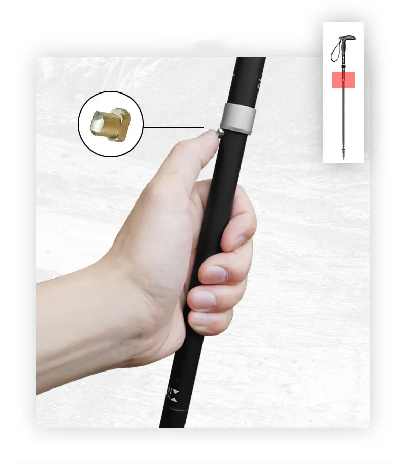 Carbon Fiber T-Handle Walking Stick: Durable, Matte Finish, 5 Sections, Ultralight Design – Ideal Trekking Pole for Outdoor Adventures and Camping