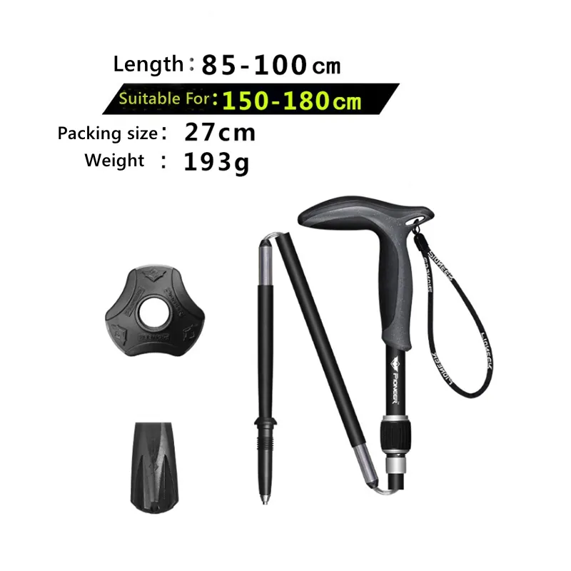 Carbon Fiber T-Handle Walking Stick: Durable, Matte Finish, 5 Sections, Ultralight Design – Ideal Trekking Pole for Outdoor Adventures and Camping