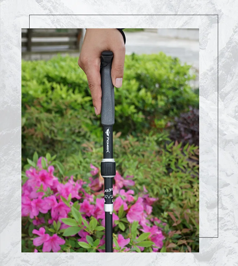 Carbon Fiber T-Handle Walking Stick: Durable, Matte Finish, 5 Sections, Ultralight Design – Ideal Trekking Pole for Outdoor Adventures and Camping
