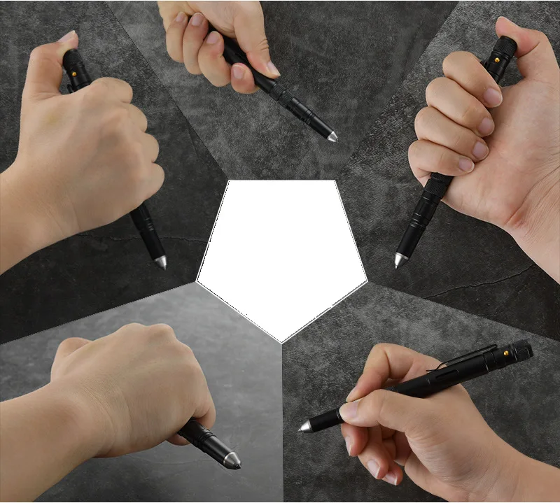 Multi-Functional EDC Tool: Portable Tactical Pen with Flashlight, Bottle Opener, Emergency Glass Breaker - Ideal for Outdoor Self-Defense