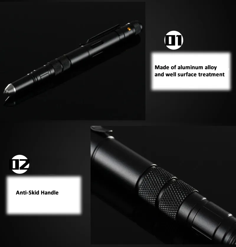 Multi-Functional EDC Tool: Portable Tactical Pen with Flashlight, Bottle Opener, Emergency Glass Breaker - Ideal for Outdoor Self-Defense