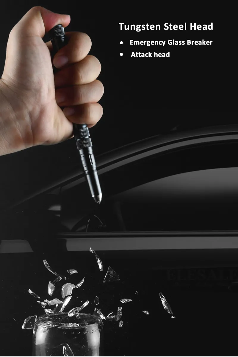 Multi-Functional EDC Tool: Portable Tactical Pen with Flashlight, Bottle Opener, Emergency Glass Breaker - Ideal for Outdoor Self-Defense