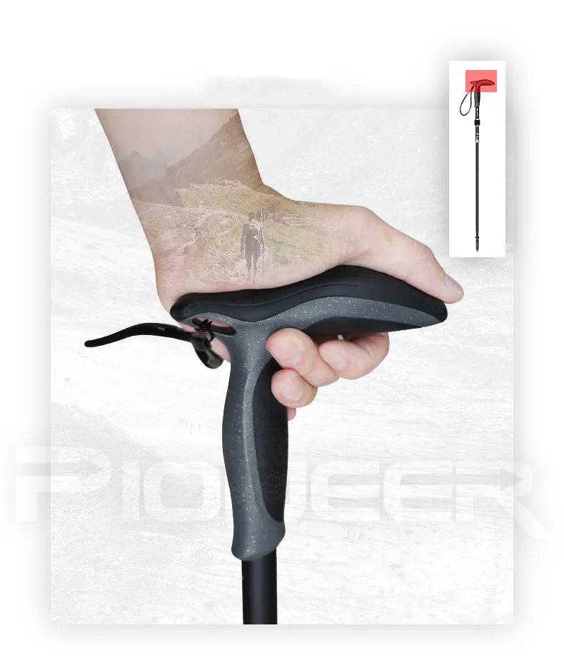 Carbon Fiber T-Handle Walking Stick: Durable, Matte Finish, 5 Sections, Ultralight Design – Ideal Trekking Pole for Outdoor Adventures and Camping