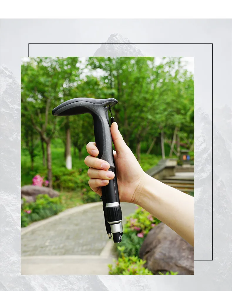 Carbon Fiber T-Handle Walking Stick: Durable, Matte Finish, 5 Sections, Ultralight Design – Ideal Trekking Pole for Outdoor Adventures and Camping