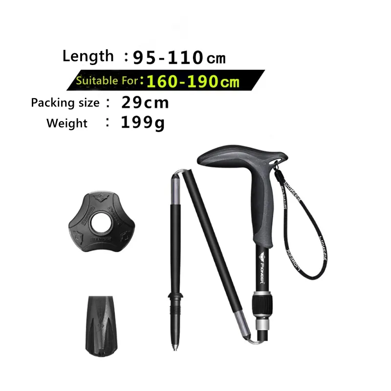 Carbon Fiber T-Handle Walking Stick: Durable, Matte Finish, 5 Sections, Ultralight Design – Ideal Trekking Pole for Outdoor Adventures and Camping