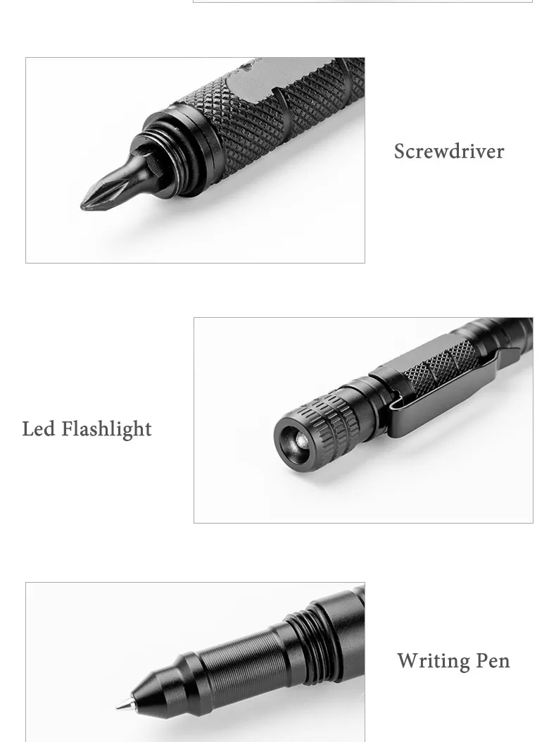 Versatile Tactical Pen All-in-One Pen with Emergency Flashlight, Screwdriver, Bottle Opener, Window Breaker – Ideal for Outdoor Survival and Self-Rescue EDC